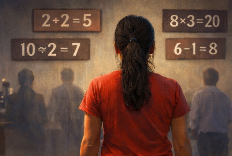 Nia dreams of equations with wrong answers.